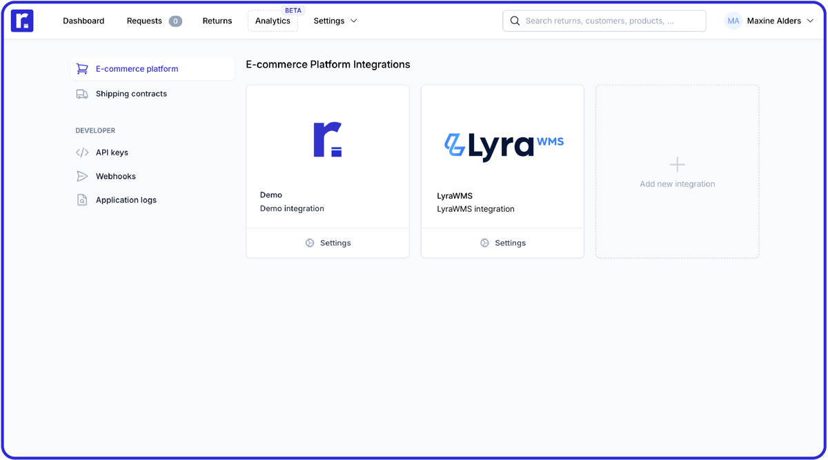 Return process for LyraWMS | Returnless